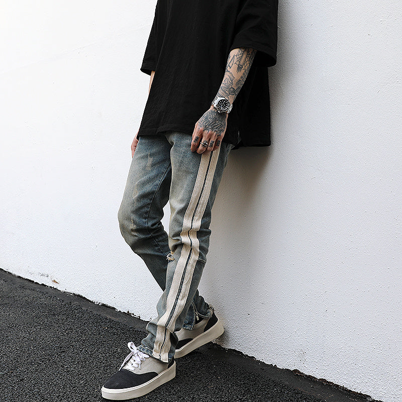 European And American High Street Style Retro Webbing Stitching