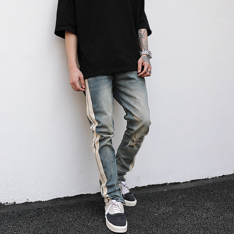 European And American High Street Style Retro Webbing Stitching