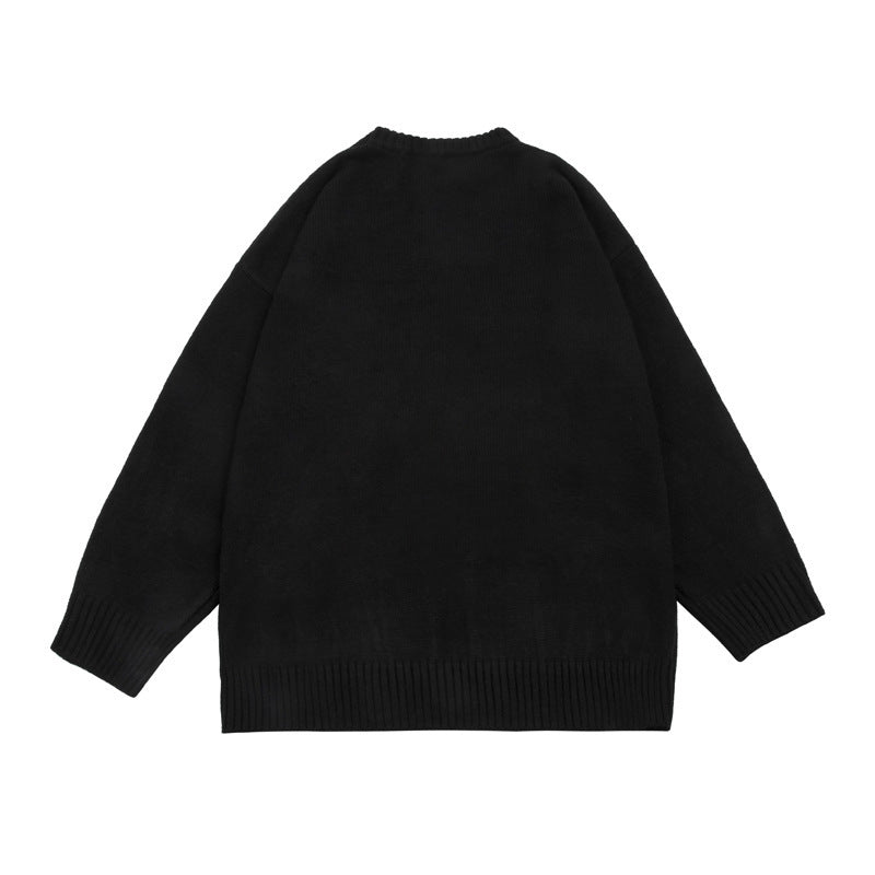 American Retro High Street Style Ghost Print Sweater
