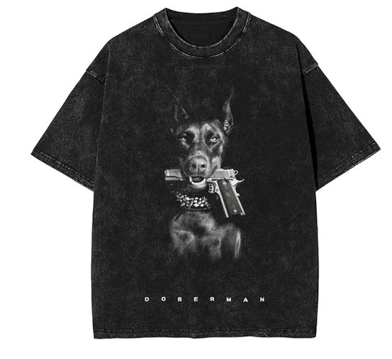 Unisex Hip Hop Oversized T-Shirt – Funny Doberman Print