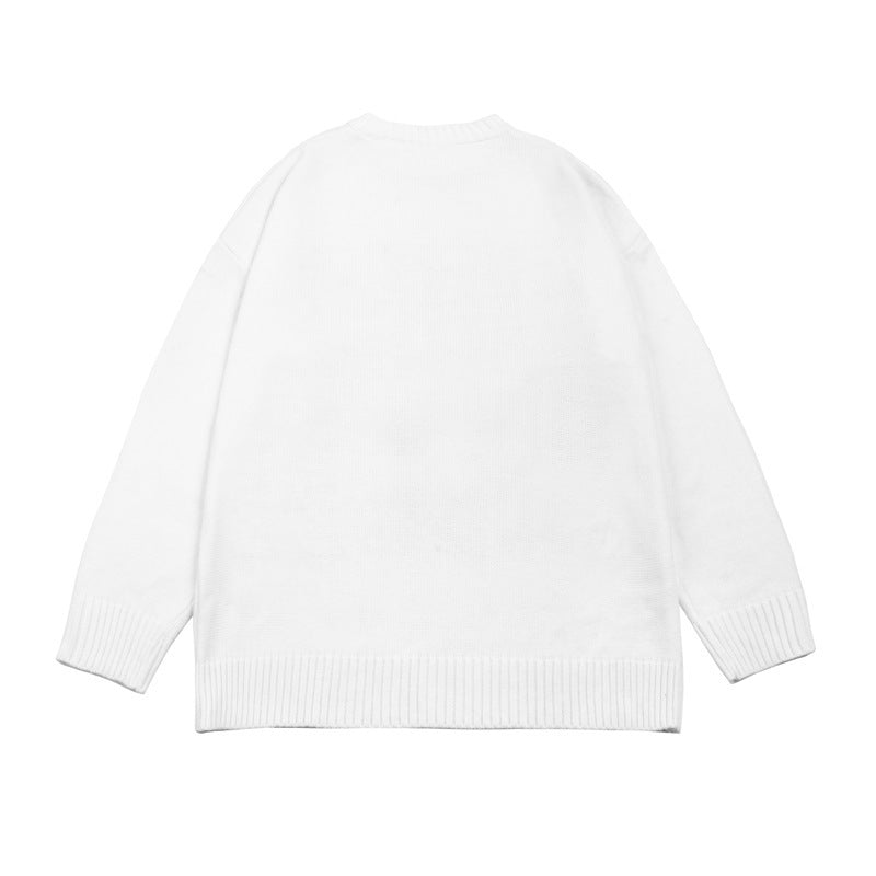 American Retro High Street Style Ghost Print Sweater