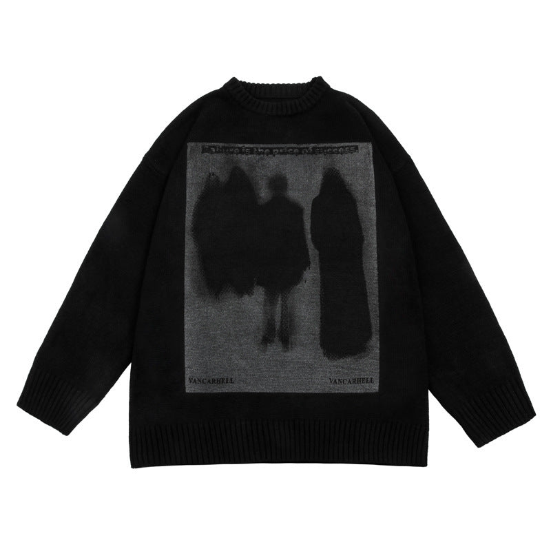 American Retro High Street Style Ghost Print Sweater